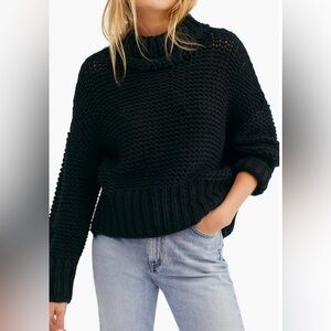 Free People My Only Sunshine Cozy Black Knit Sweater